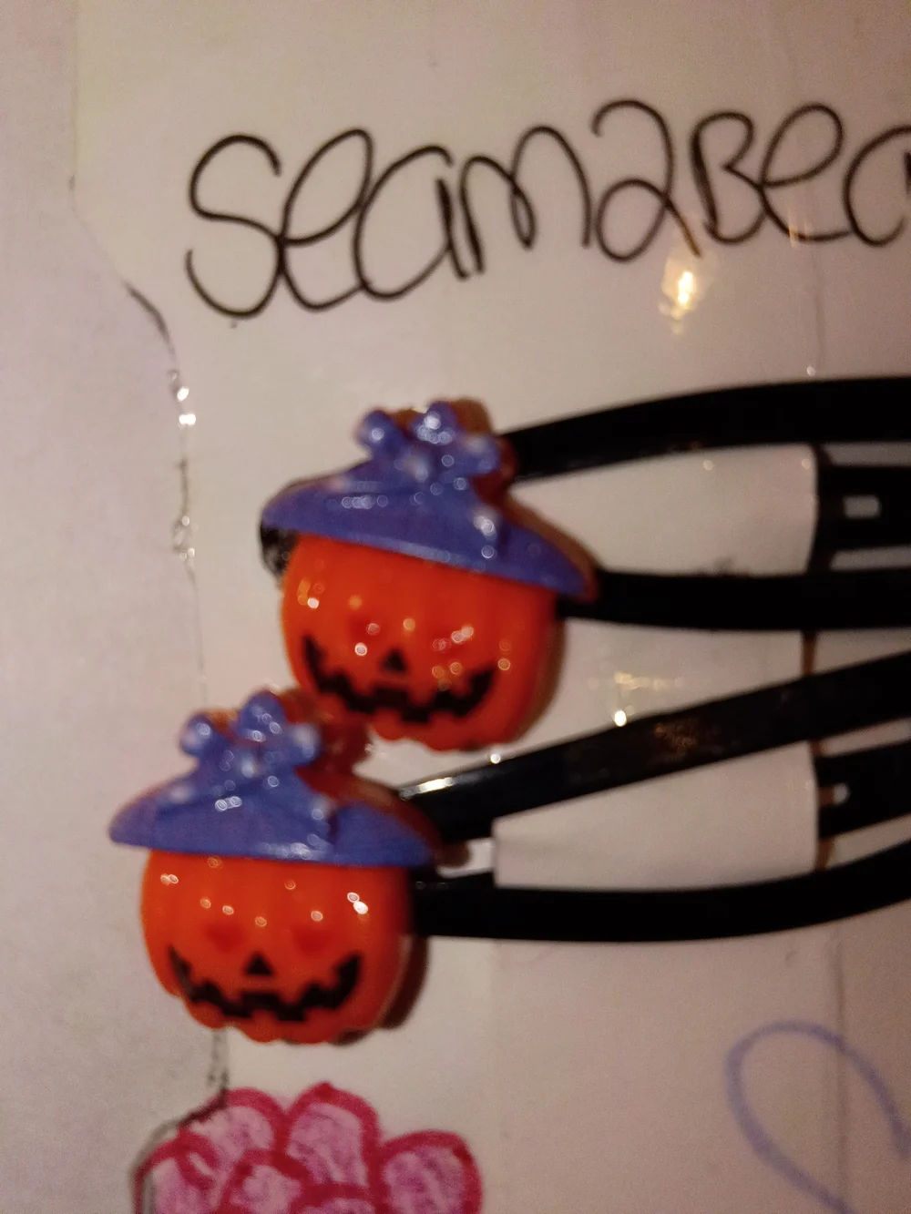 Kids Halloween Pumpkin Hair Clips - Orange & Purple